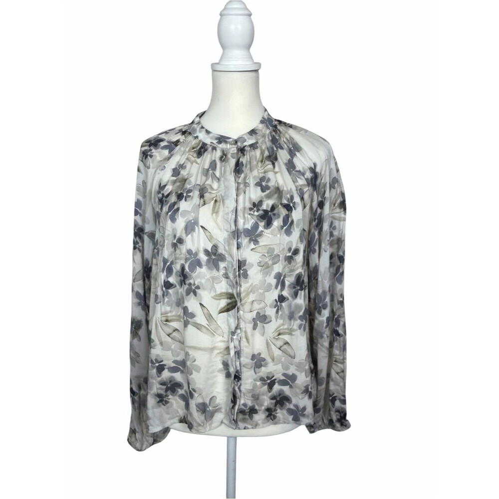 Bella Dahl Floral Button Front Blouse Rayon Watercolor Print Boho Romantic Top